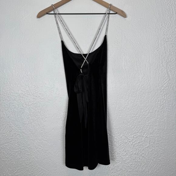 Lucy in the Sky Glitter Velvet Bodycon Dress in Black Size Small - Picture 5 of 7